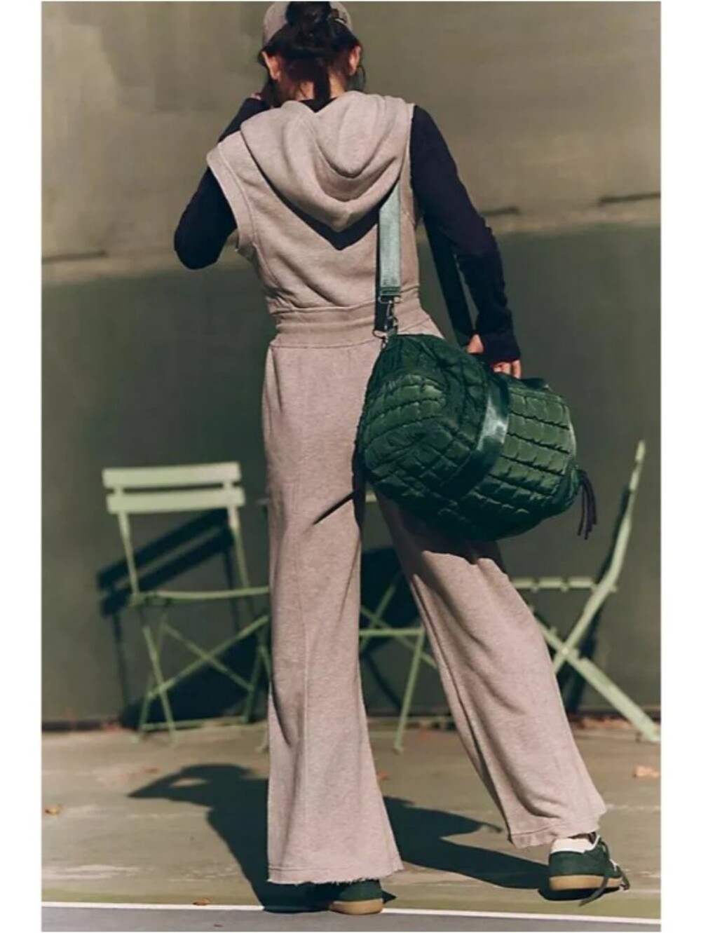 Free People Movement Making It Hooded Wide Leg Jumpsuit Heathered Grey - Picture 2 of 9